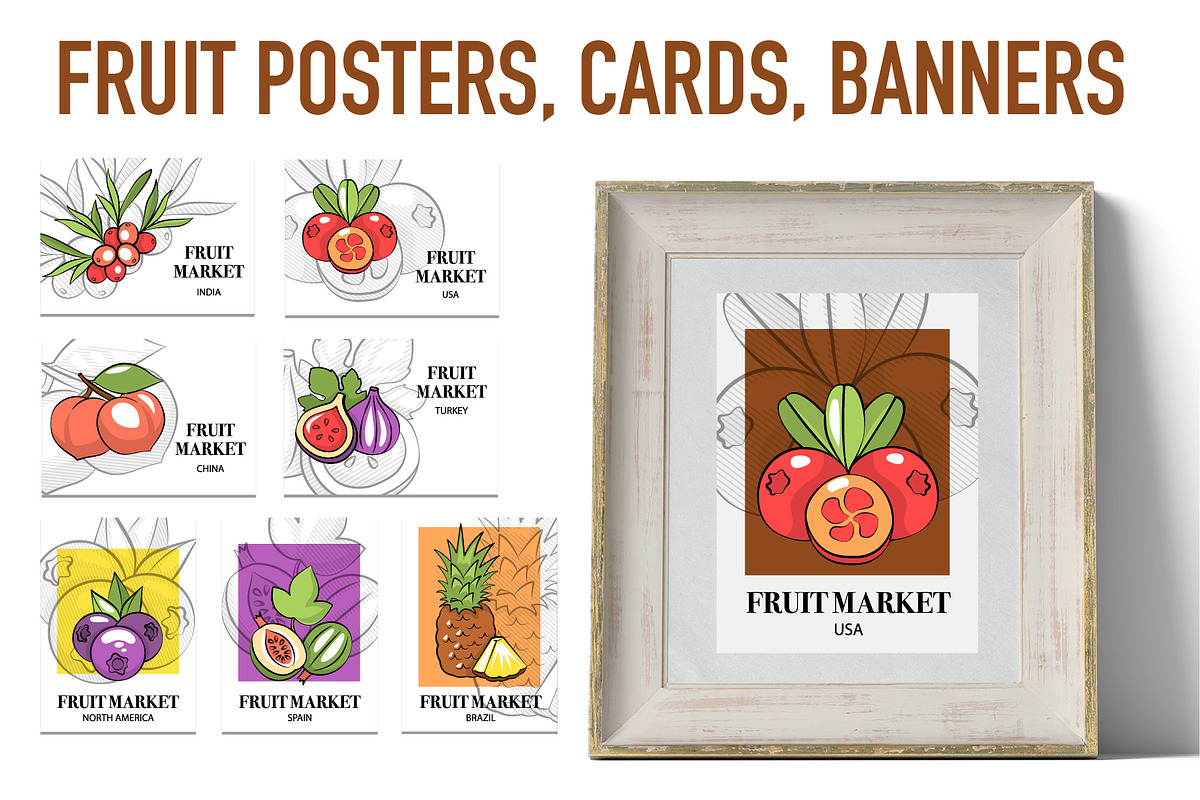 Fruit Design Kit – Vintage Templates, a Food Illustration by Lettering_Logo (Photo 3 of 14)