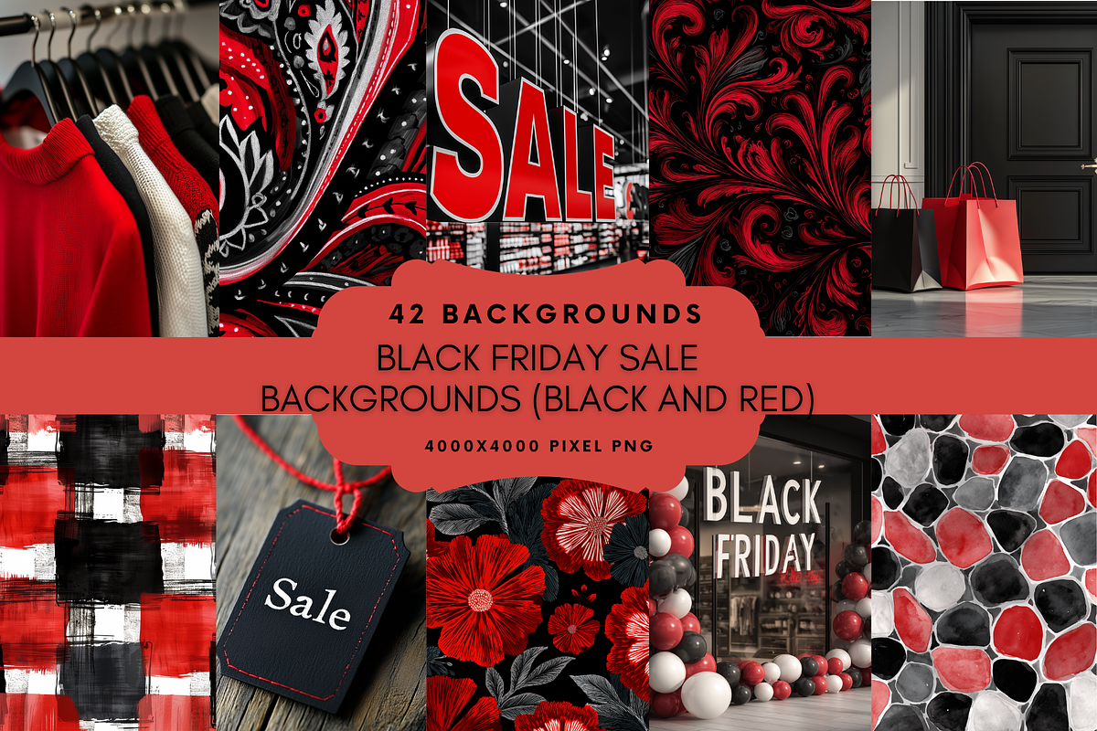 Black Friday Black & Red Backgrounds, a Background Graphic by NadiaTheronArt (Photo 1 of 5)