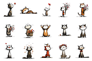 Whimsical Cat PNG Clipart, an Illustration by OK Design (Thumbnail 2 of 6)