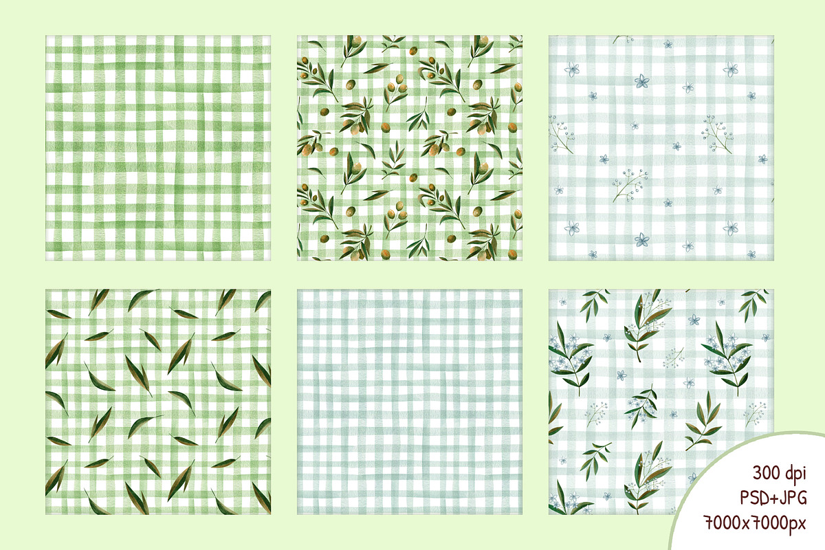 Watercolor Olives pattern collection, a Pattern Graphic by Lagniappe Art (Photo 4 of 13)