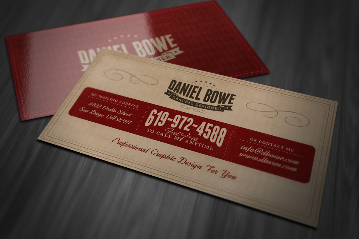 Vintage or Retro Business Card, a Business Card Template by Cruzine (Photo 1 of 3)