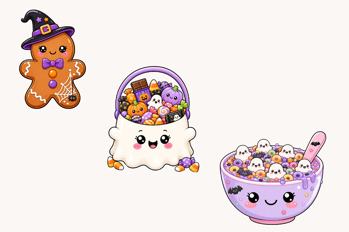 Kawaii Halloween Treats Bundle, a Seasonal Illustration by Designworld (Photo 5 of 5)