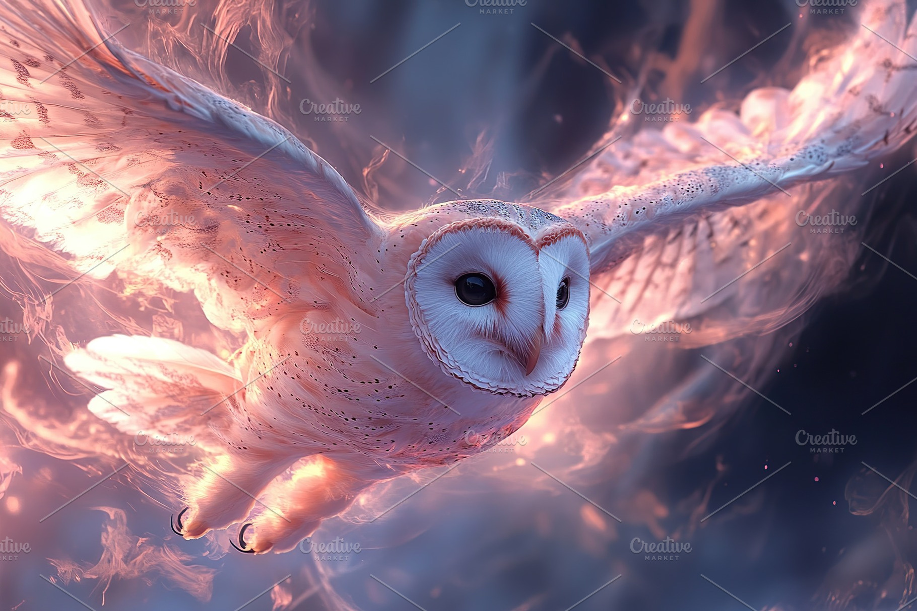 Beautiful owl flying with burning wings, an Animal Photo by AlyaAnd