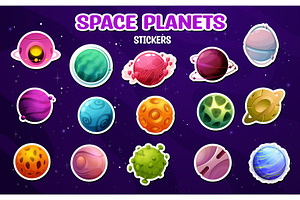 Cartoon alien space planets, an Illustration by Vector Tradition