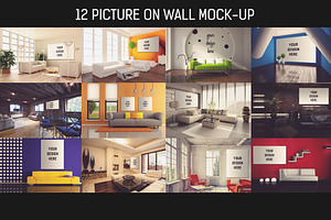 12 Picture On Wall Mock-up Pack 1