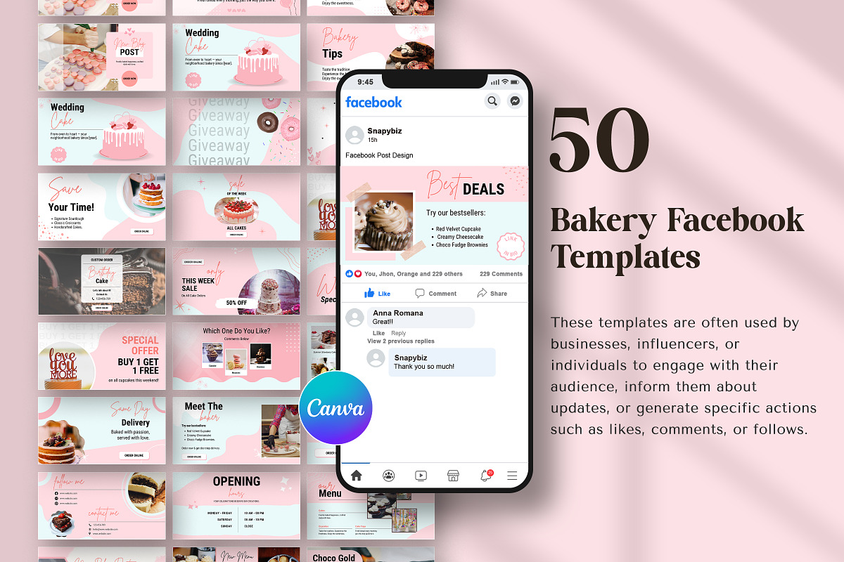 Bakery Facebook Canva Post Templates, a Social Media Template by Snapybiz (Photo 5 of 9)