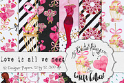 Love is All We Need Digital Paper, a Pattern Graphic by My Creative Atelier (Thumbnail 1 of 5)