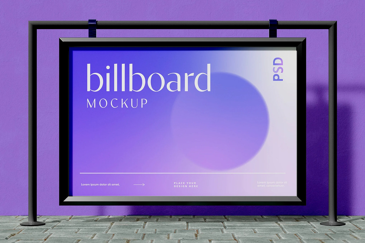 Billboard in Subway Station Mockup, an Advertising Mockup by skybluecreative (Photo 2 of 2)
