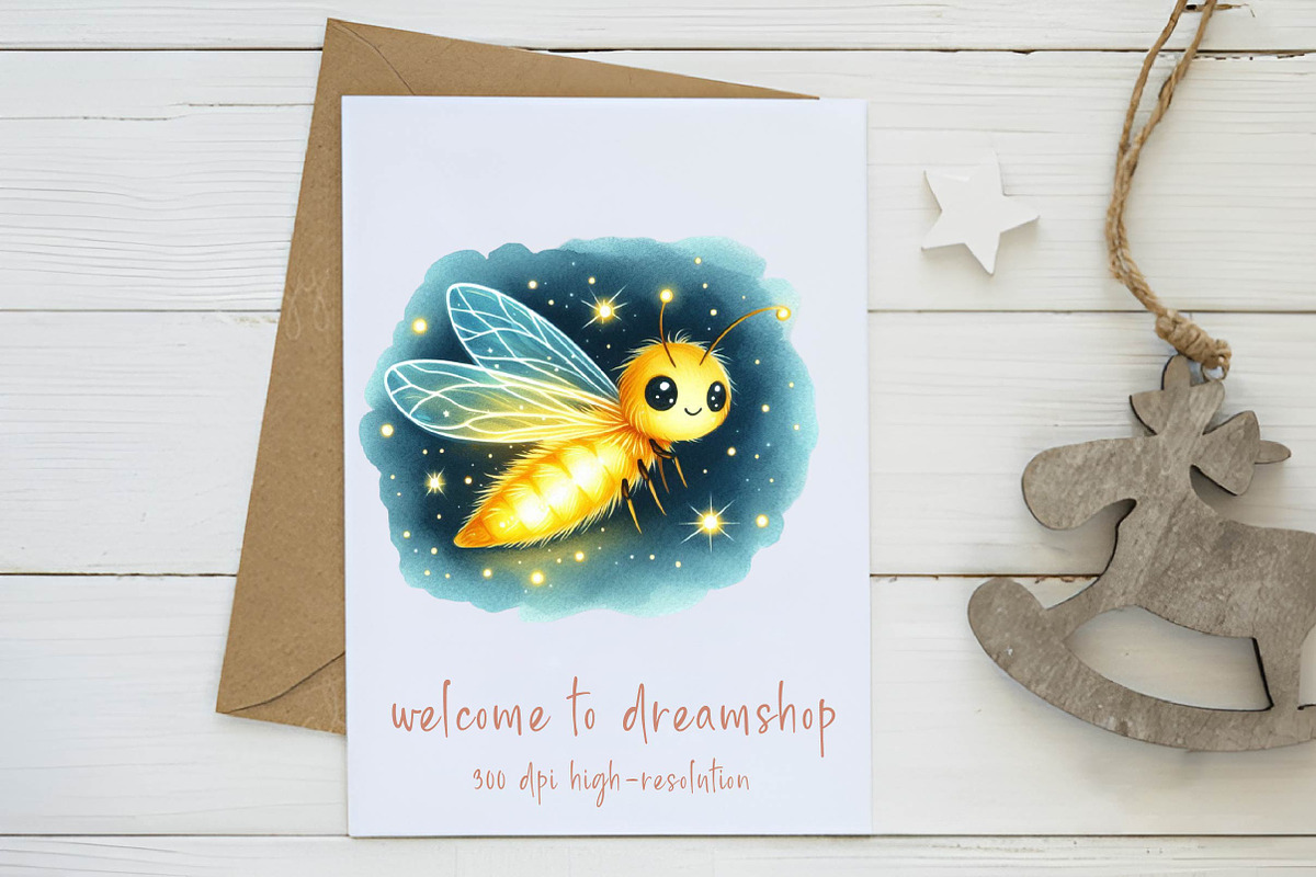 watercolor Night Friendly firefly cl, an Illustration by CreationArt (Photo 2 of 6)