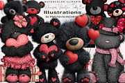 Whimsical Valentine Teddy Bear Clipa, an Illustration by SVGArt (Thumbnail 1 of 8)