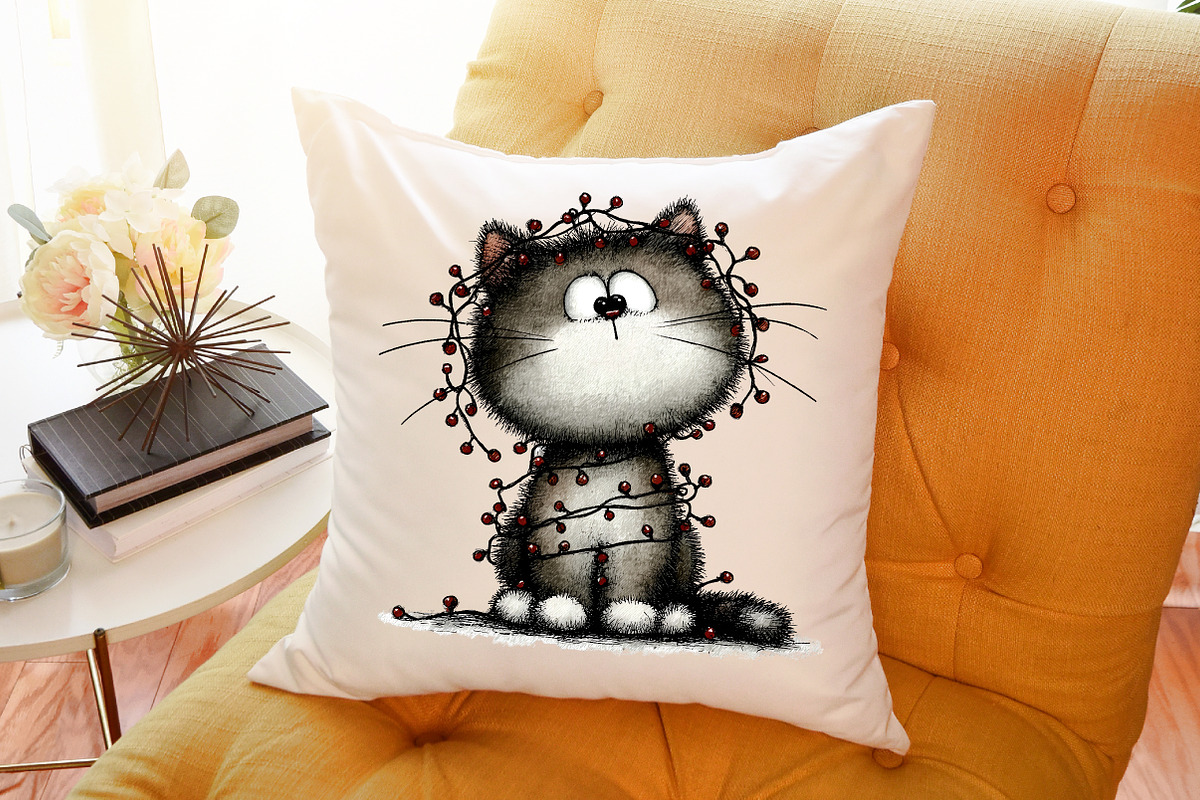 Whimsical Christmas Cats Watercolor, an Illustration by Sublimation Artist (Photo 6 of 6)