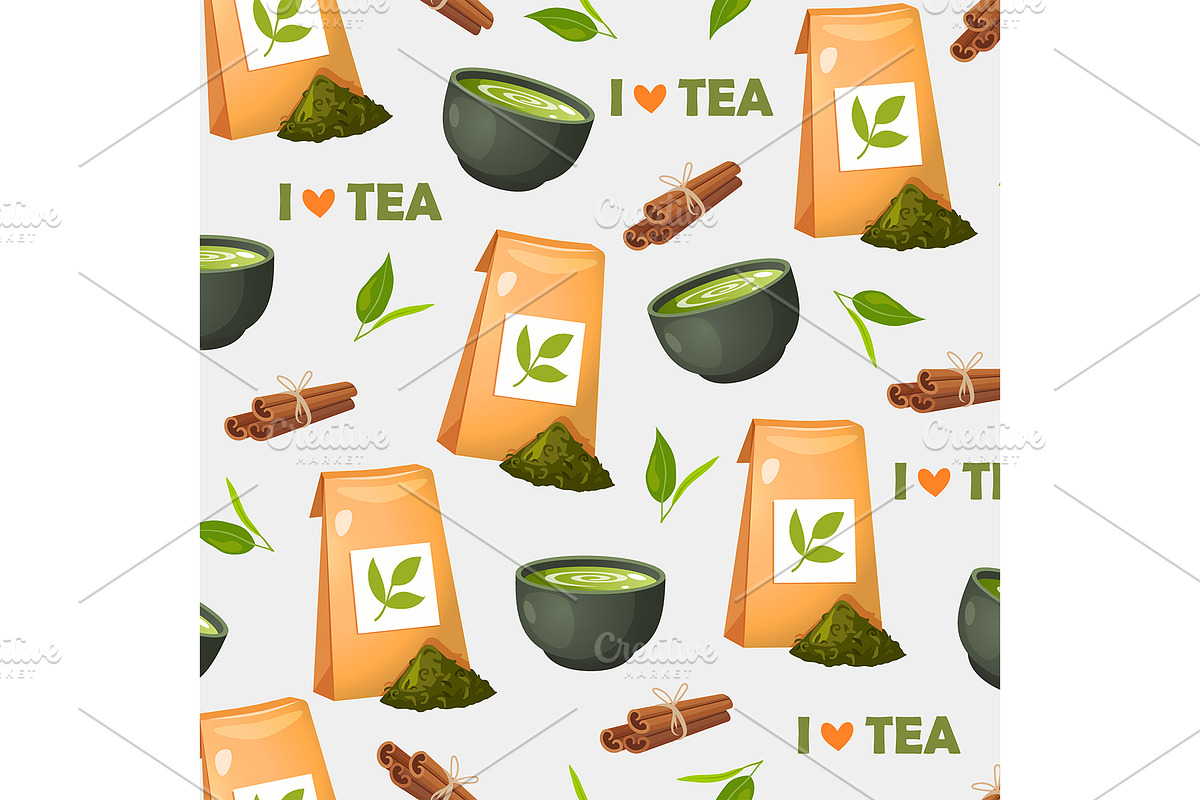 Teatime vector seamless pattern, a Food Illustration by Elen_Art