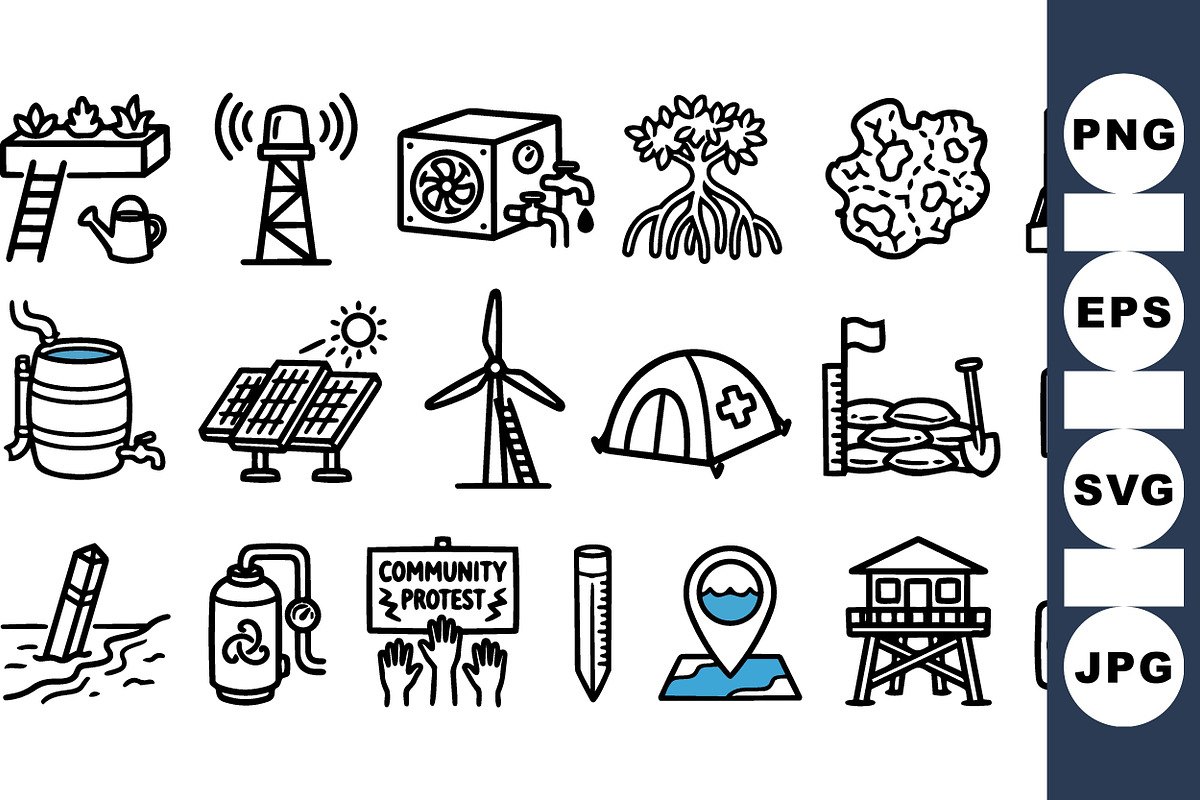 Eco Living Hand Drawn Icons Set, an Illustration by designvectx (Photo 2 of 3)