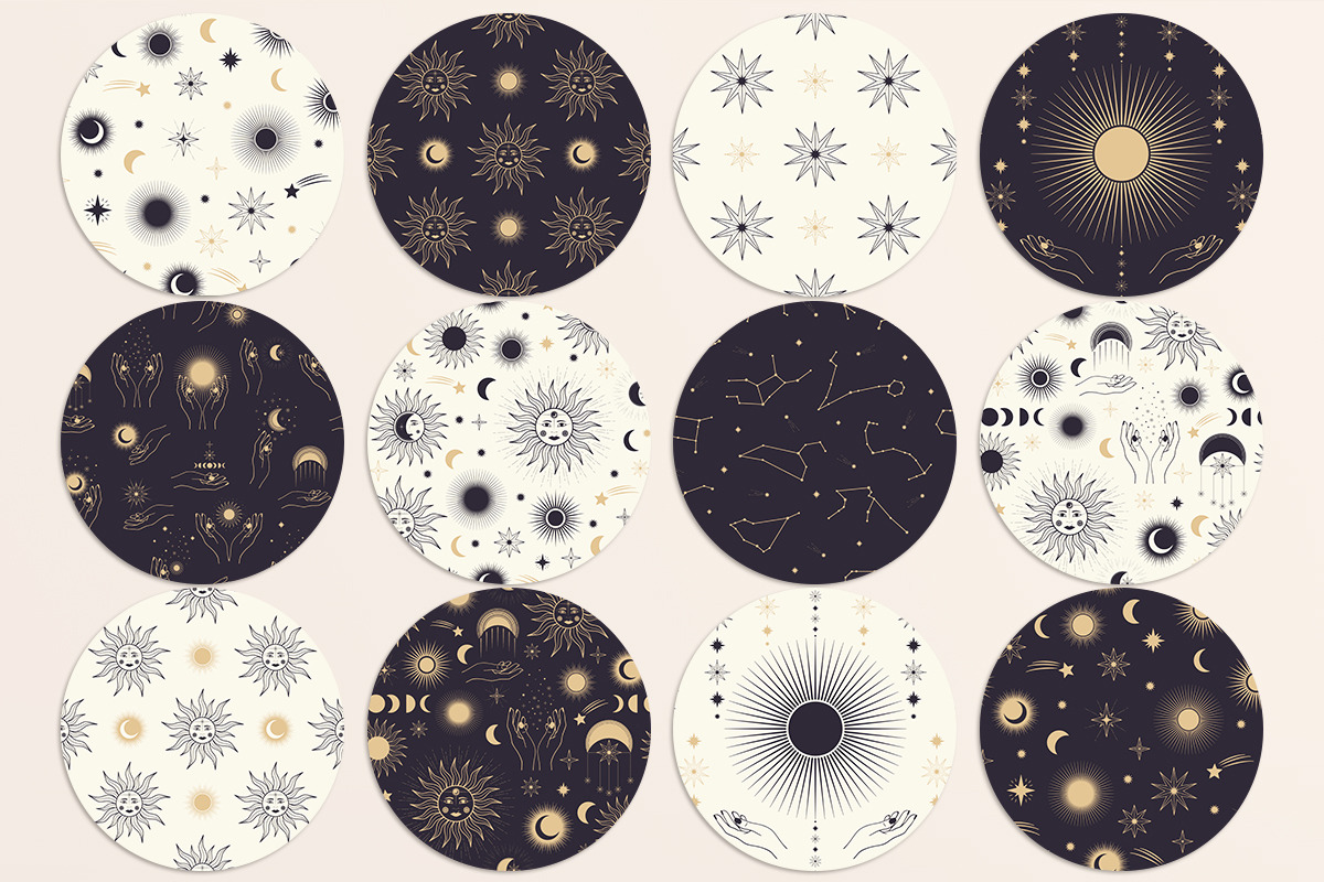 Celestial Seamless Patterns, a Pattern Graphic by Diana Kovach (Photo 2 of 7)