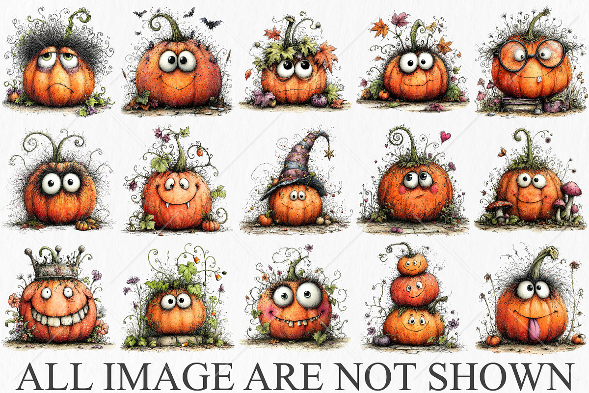 Whimsical Halloween Pumpkin Clipart, a Seasonal Illustration by Canvas Craft (Photo 4 of 10)