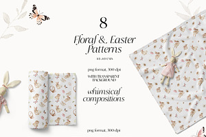 Watercolor Wildflowers & Bunnies Set