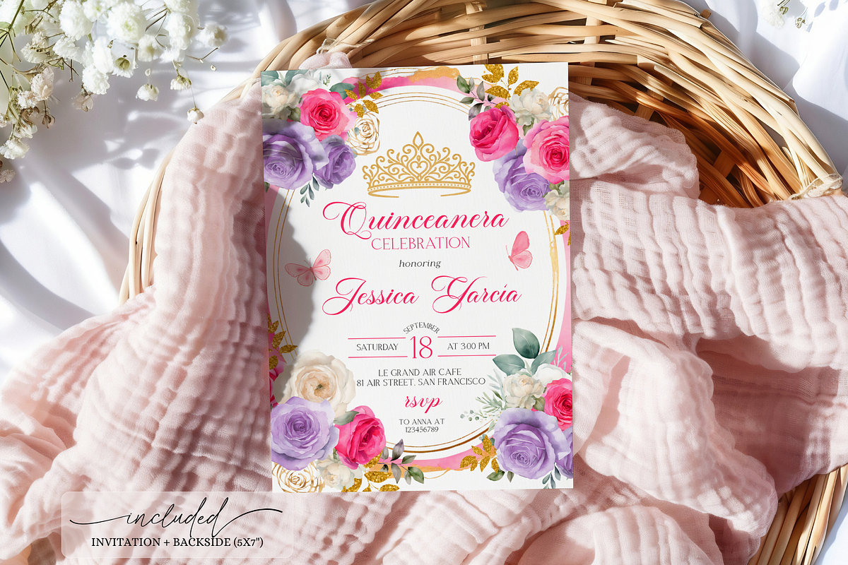 Elegant Quinceañera Invitation, a Templates & Theme by VeliusCreativeStudio (Photo 2 of 3)