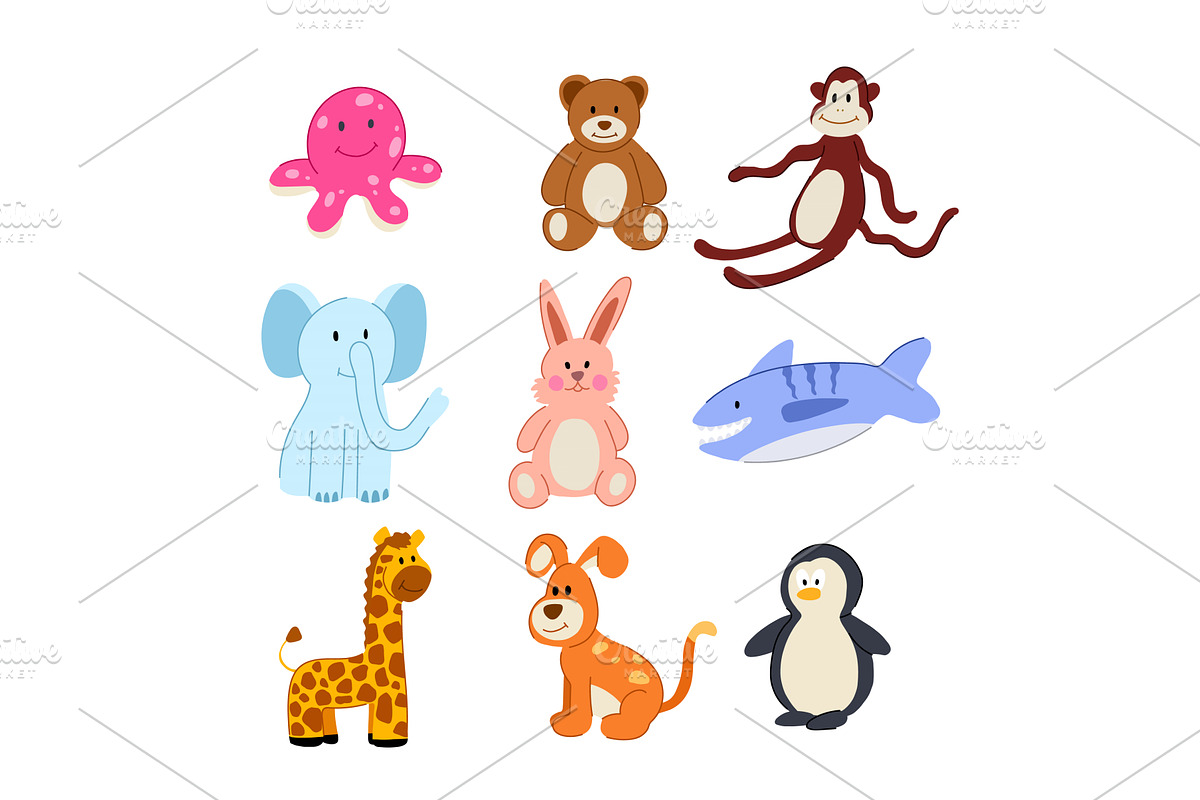 stuffed animal toy set cartoon, an Object Illustration by pikepicture