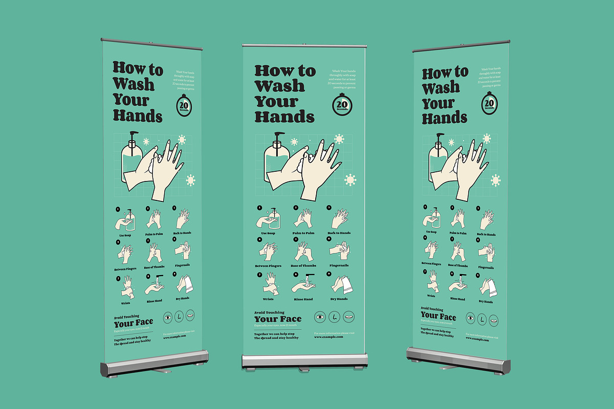 Wash Your Hands Poster & Roll Banner, a Flyer Template by Guuver