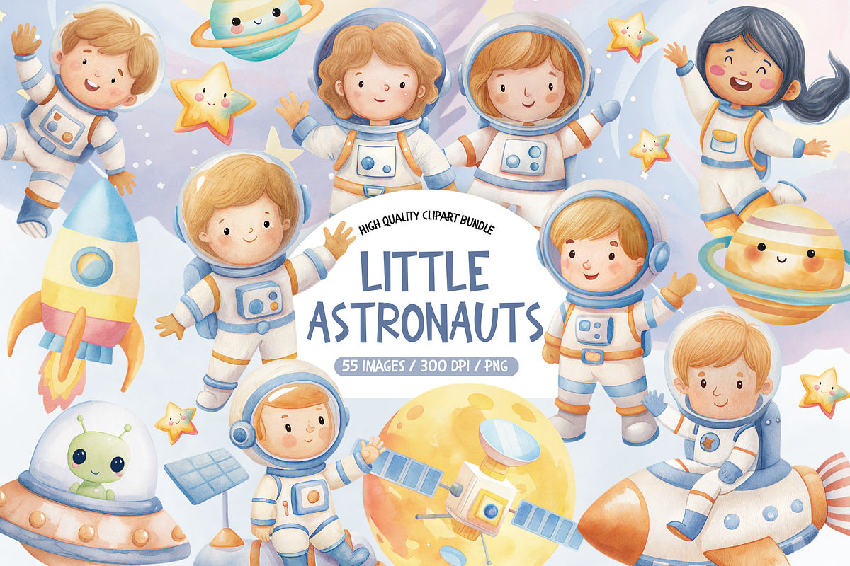 Astronaut Clipart Bundle, an Illustration by TatiMockup (Photo 1 of 5)