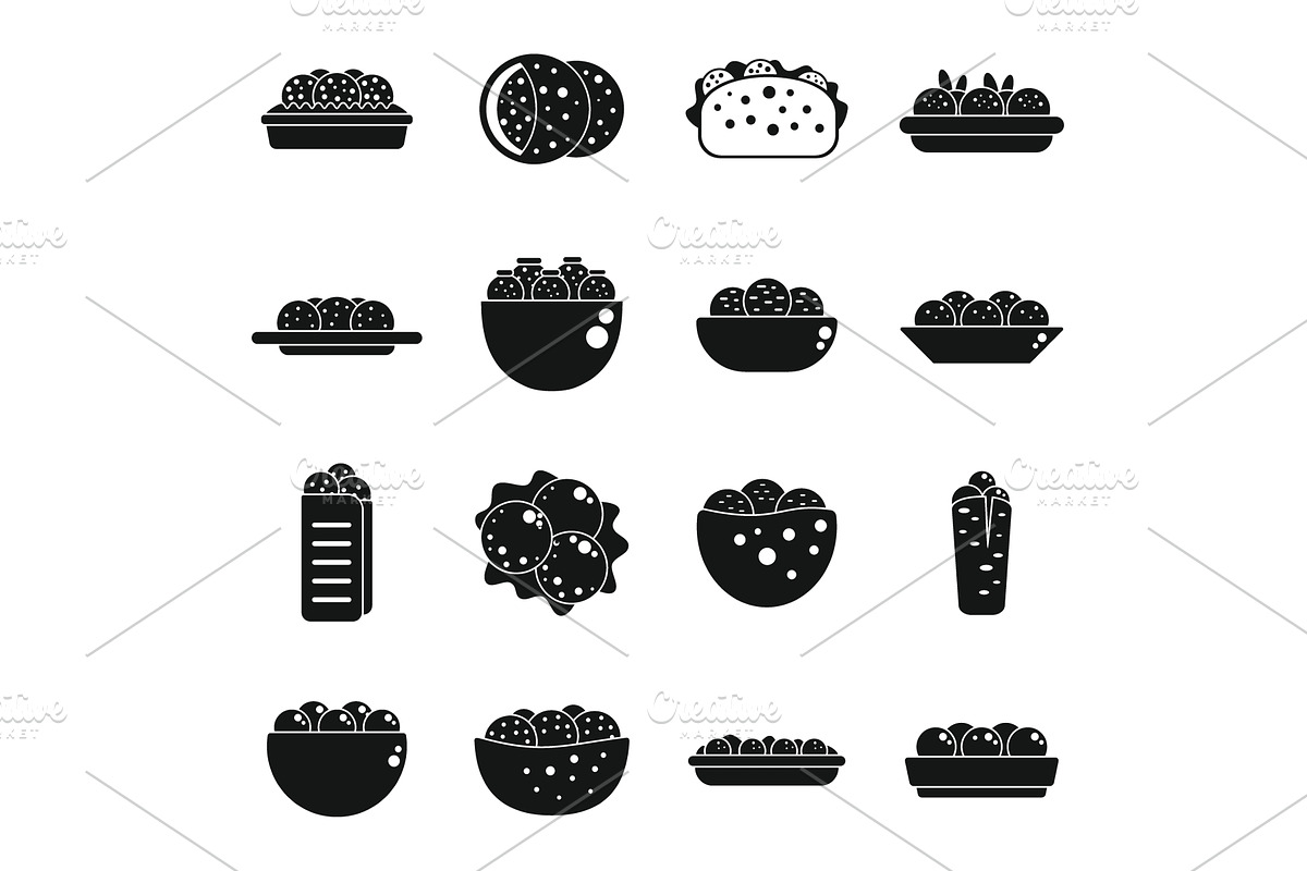 Falafel icons set simple vector, a Food Illustration by Ylivdesign