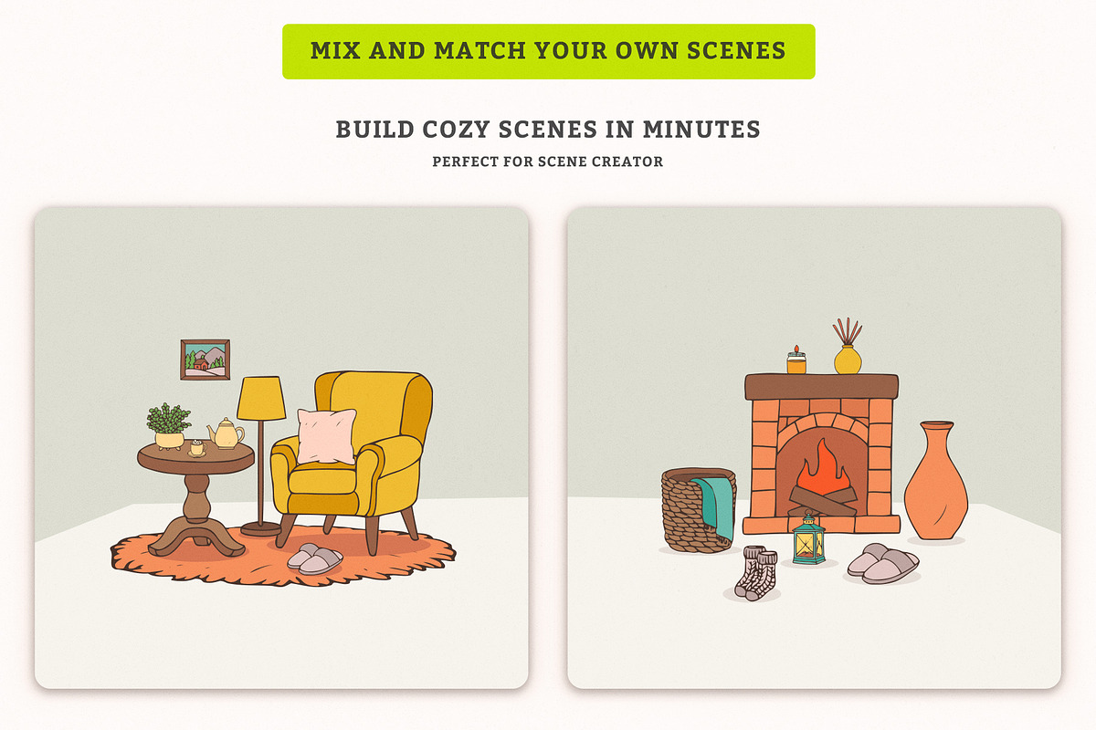 Warm Living Room Vector Illustration, an Illustration by MEANDSTUDIO (Photo 5 of 6)