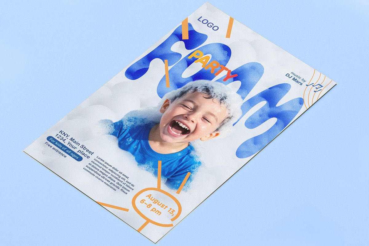 Foam Party For Kids Invitation Flyer preview 2