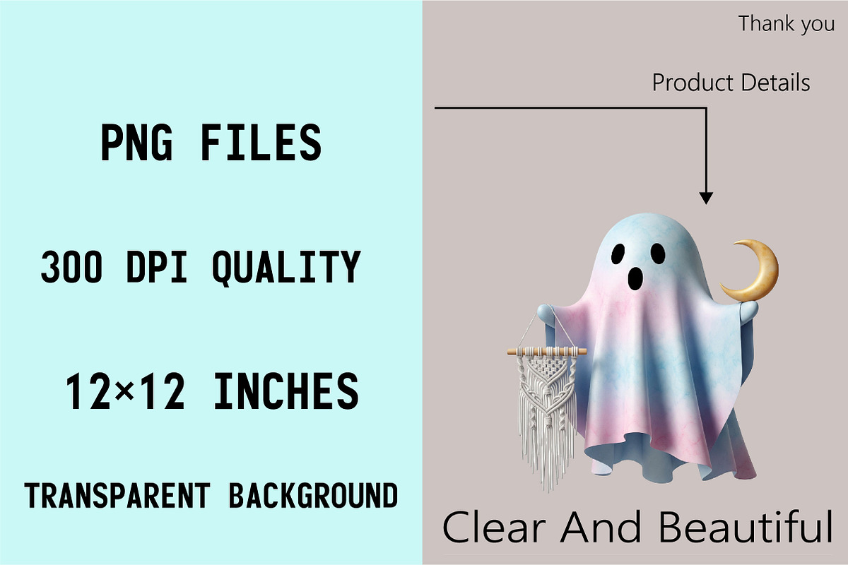 Boho Fall Halloween Ghost  Clipart B, an Illustration by SVGArt (Photo 3 of 8)