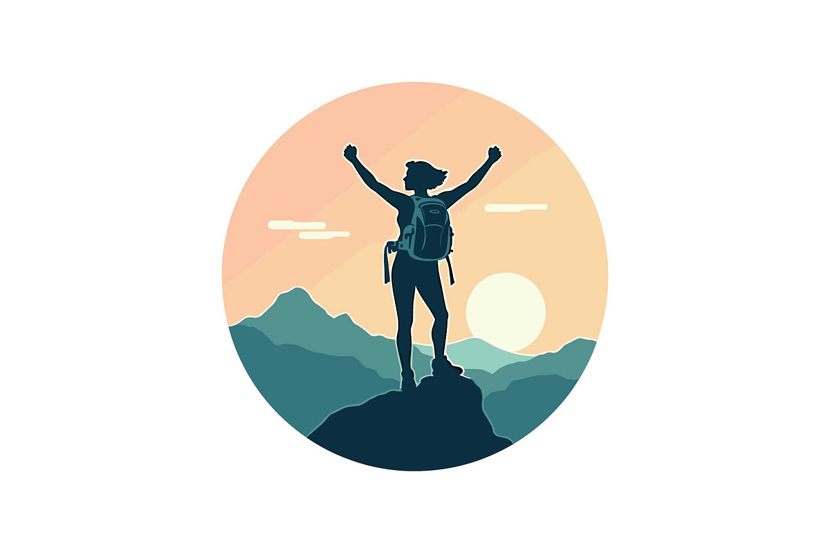 Sunset Mountain Victory Silhouette, an Object Graphic by yasushie (Photo 3 of 16)