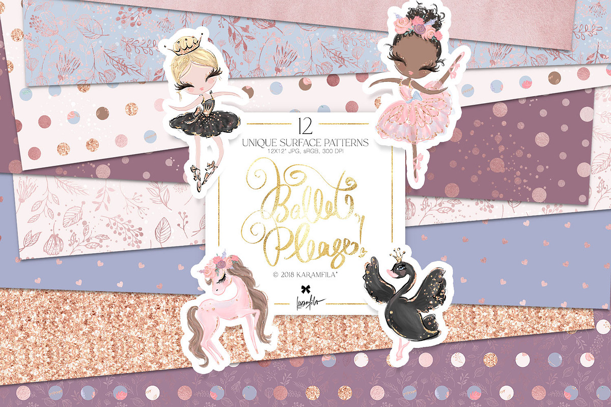 Ballerina Elegant Basics Patterns, a Pattern Graphic by KaramfilaS (Photo 1 of 9)