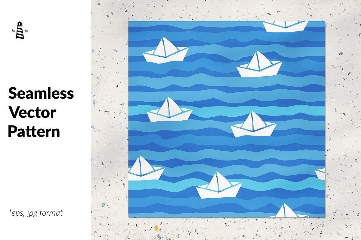 Paper boats seamless pattern, a Pattern Graphic by Norse Studio