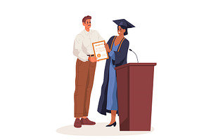 Vector sign of student with diploma, an Education Illustration by Elegant Solution
