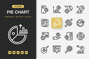 Pie Chart Outline Icons, an Outline Icon by Spacepixel Creative