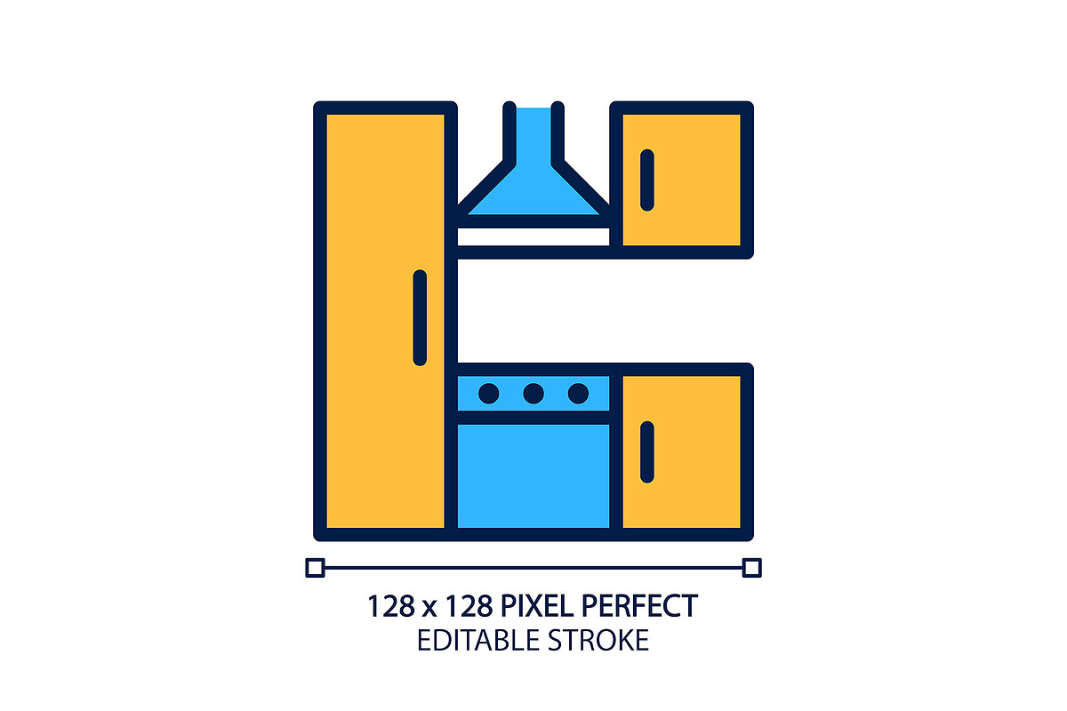 Kitchen set pixel perfect RGB color, an Icon by IMG Visuals