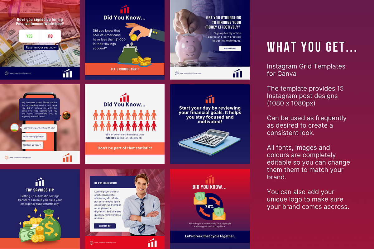 15 Finance Social Media Templates, a Social Media Template by Sincerely Media (Photo 2 of 9)