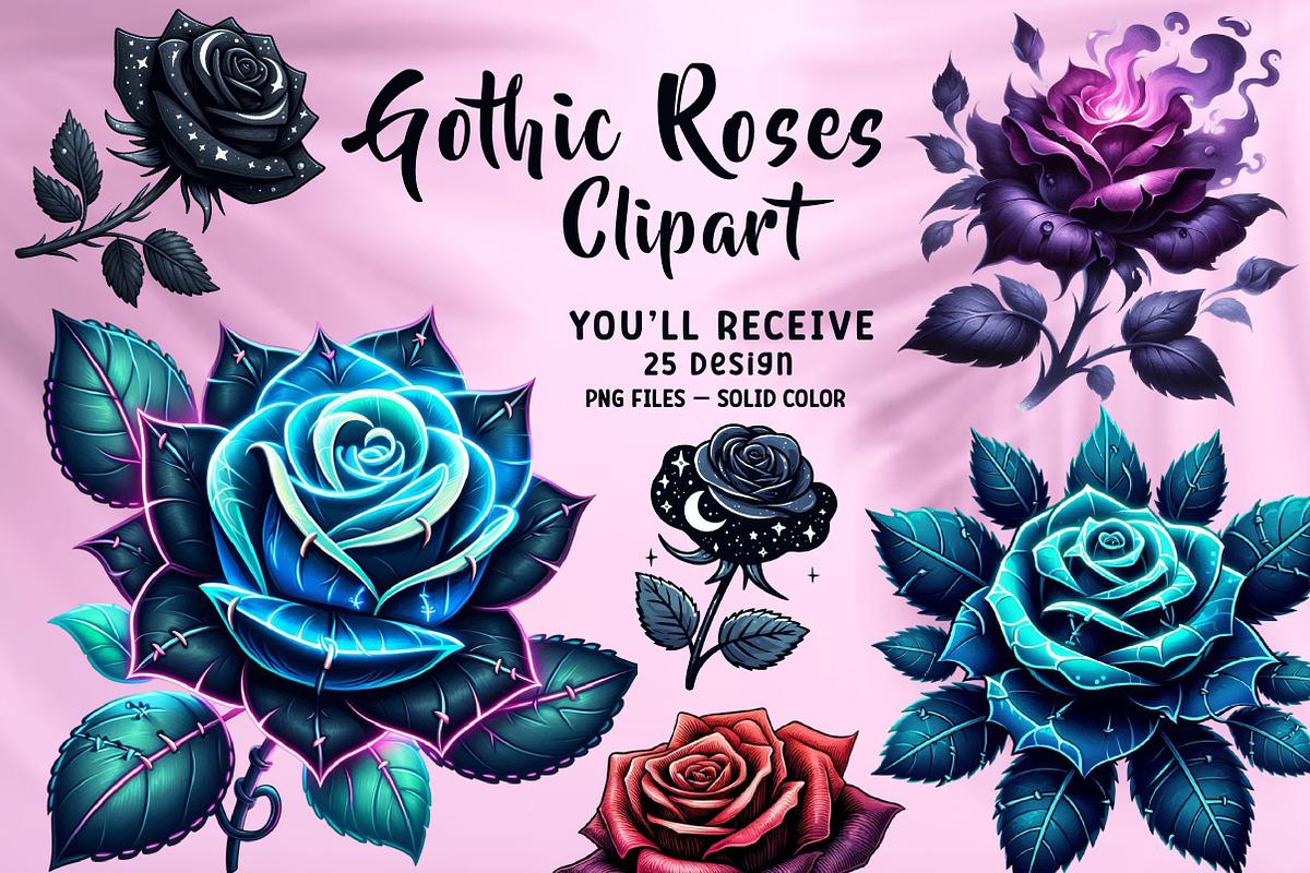Gothic Roses Clipart Bundle, an Illustration by CreationArt (Photo 1 of 6)