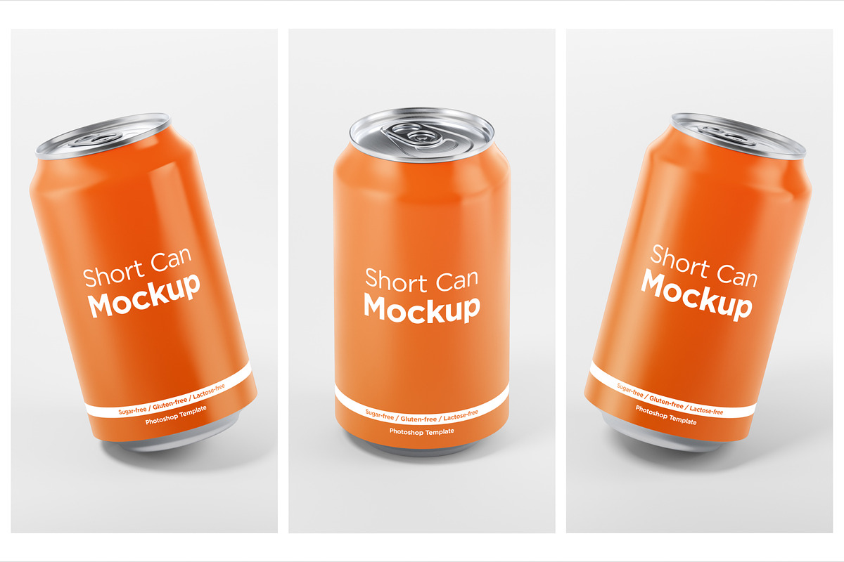 6 Short Aluminum Cans Mockup Pack, a Cups & Container Mockup by DreamVisuals (Photo 1 of 7)