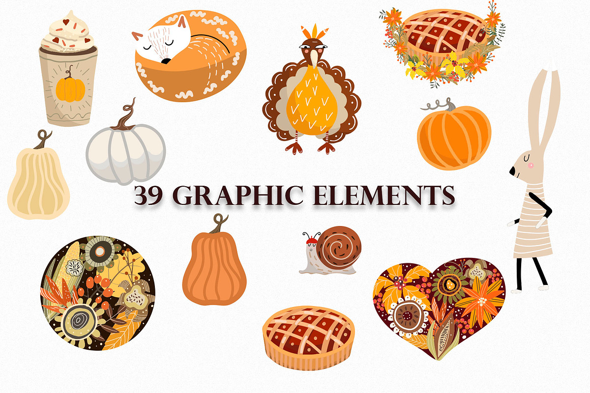 Thanksgiving frames and animals set, an Animal Illustration by NataLyaroArt (Photo 5 of 7)