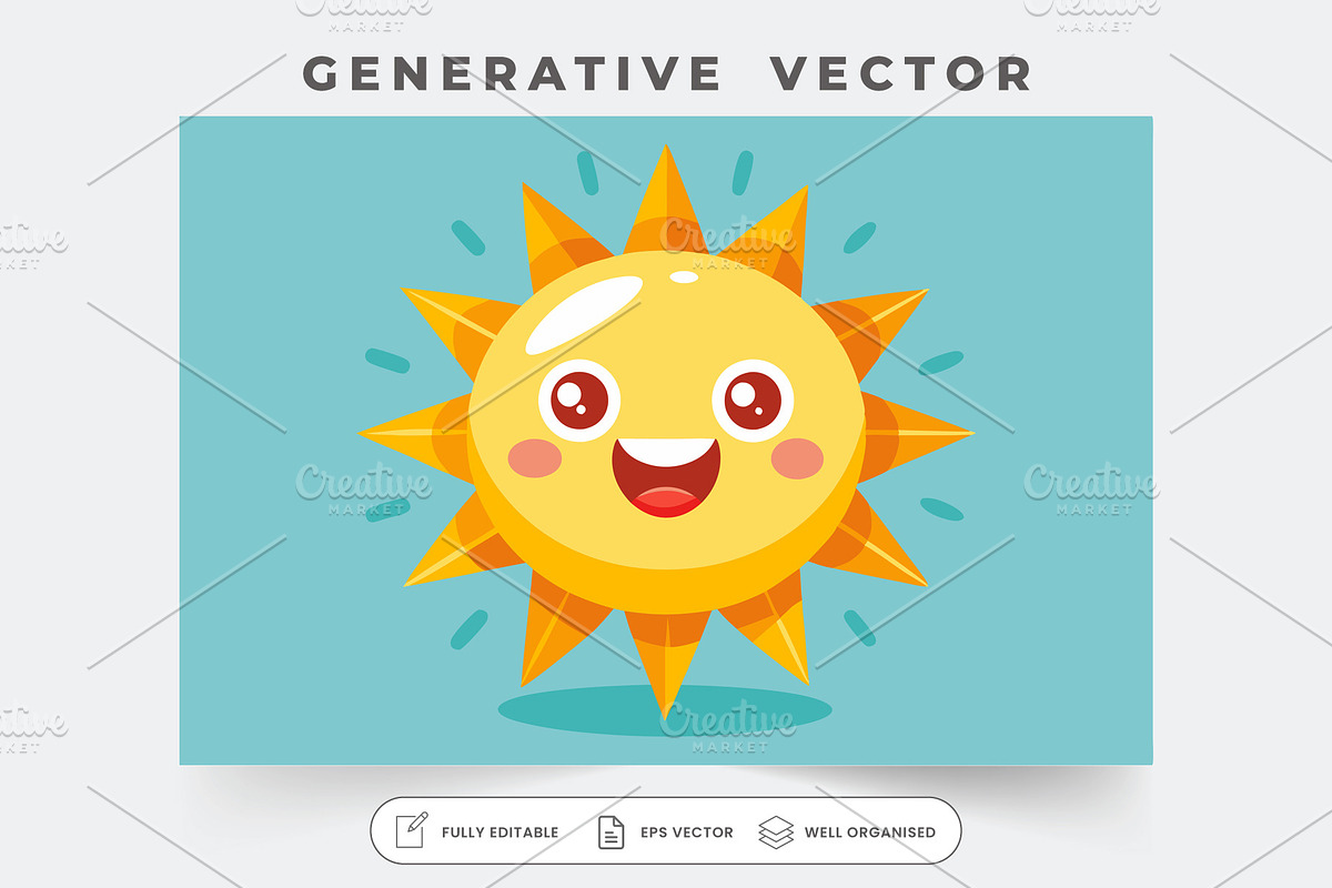 A joyful sun with a smiling face rad, a Graphic by Iftikhar Alam