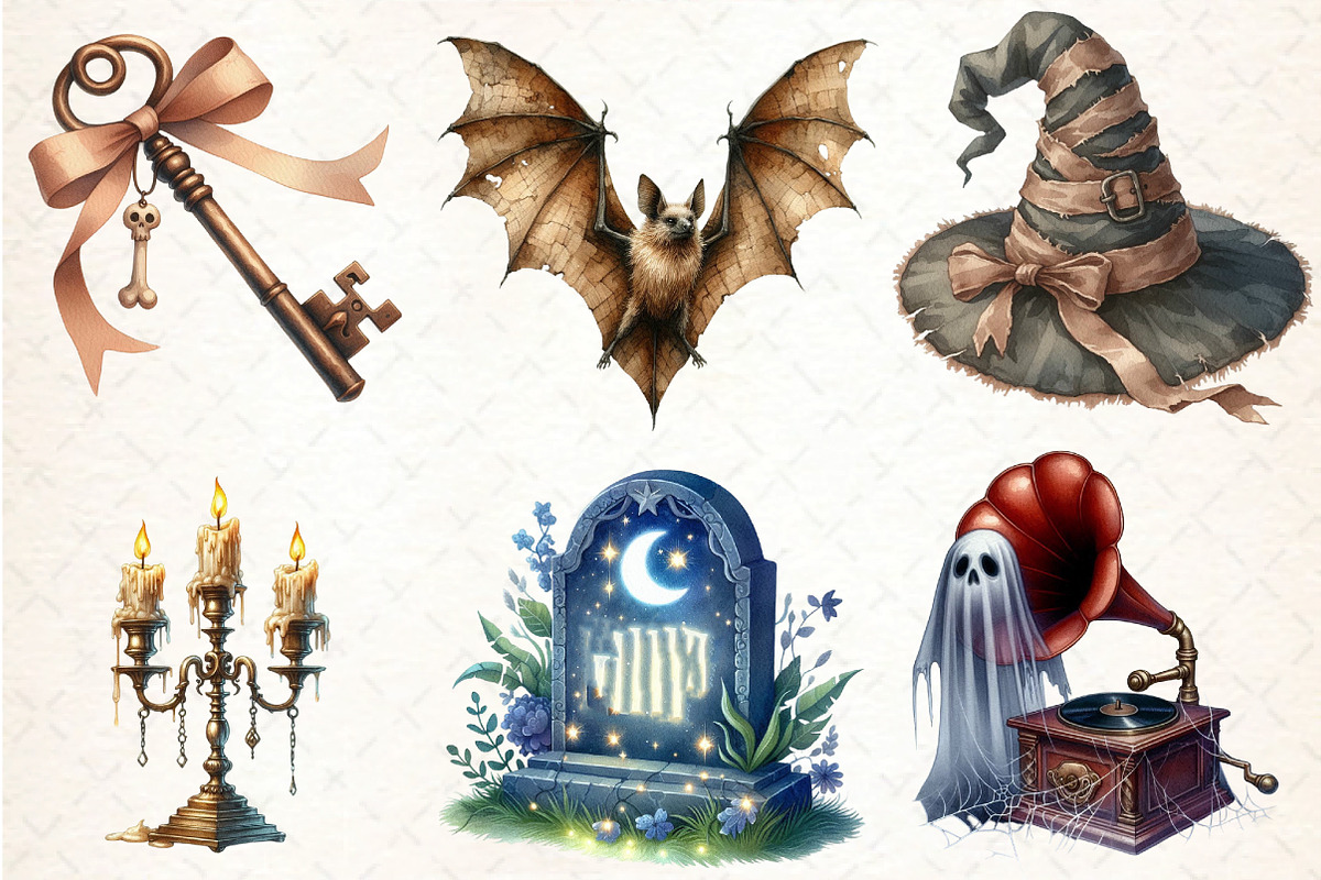 Antique Halloween Sublimation Clipar, an Illustration by DreamCafeArt (Photo 4 of 5)