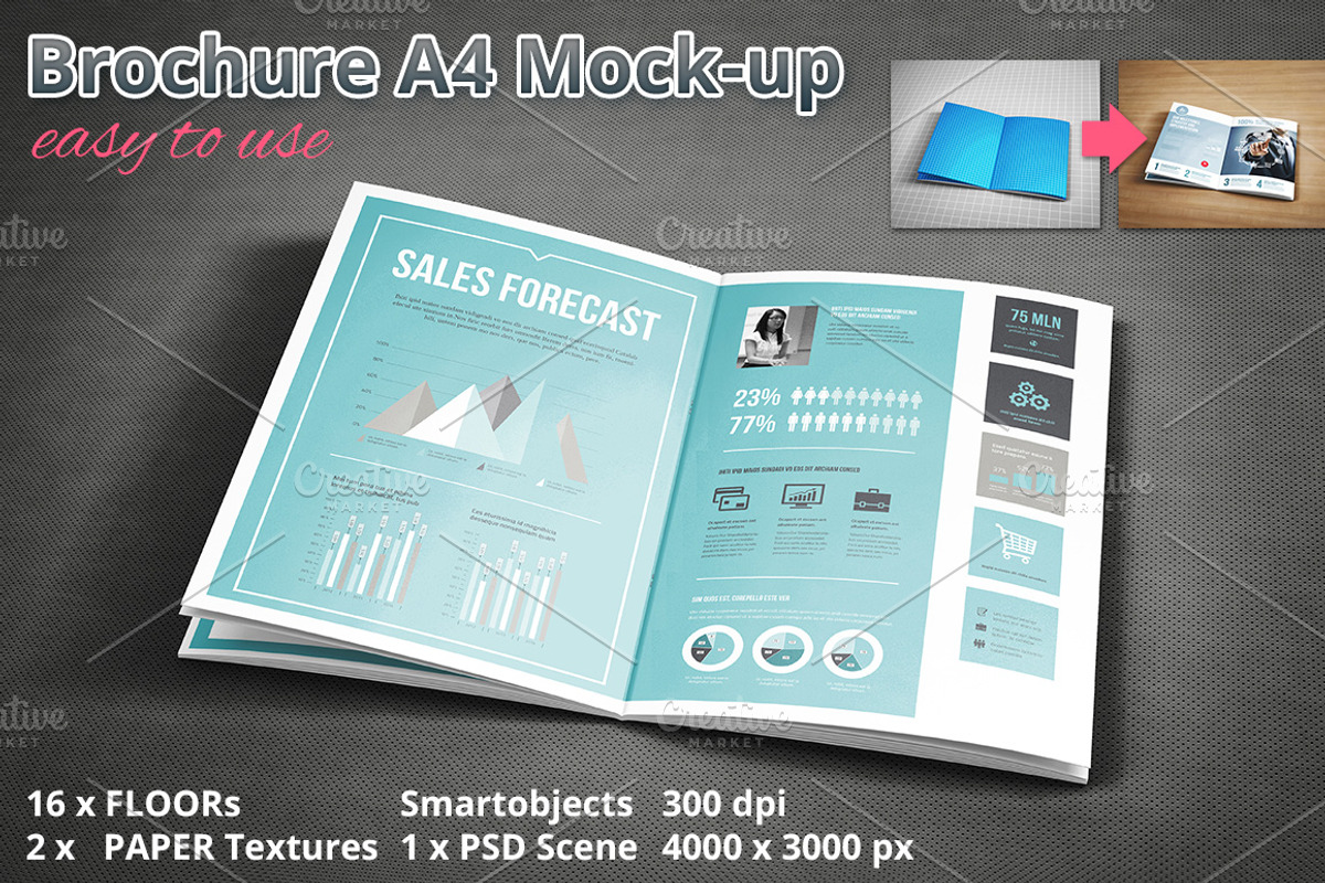 Brochure A4 Mockup, a Print Template by MockUps Gallery (Photo 1 of 4)