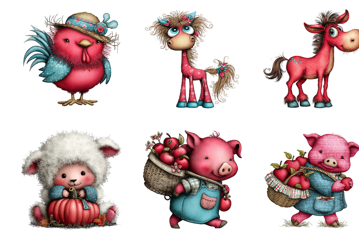 Quirky Farm Animals PNG Clipart, a Seasonal Illustration by CreationArt (Photo 3 of 5)