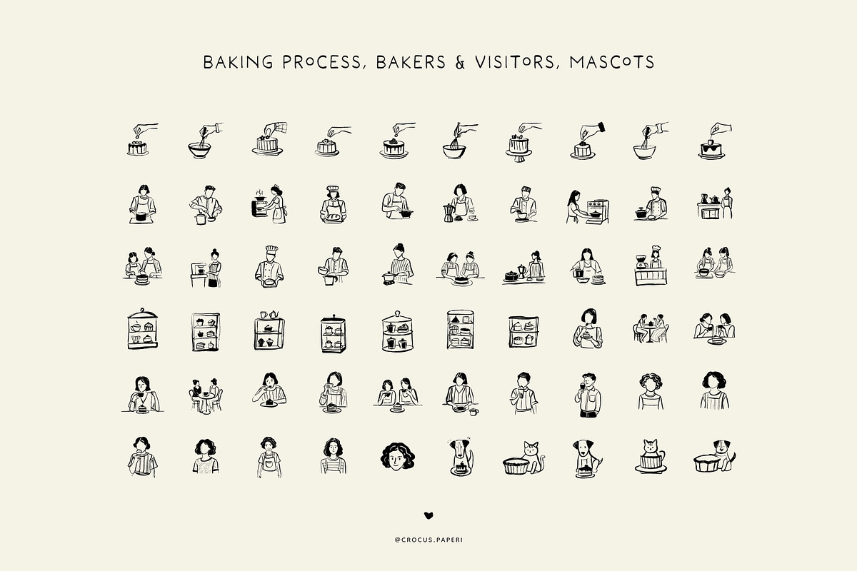 BAKERY line art illustrations, a Food Illustration by Crocus Paperi (Photo 3 of 5)