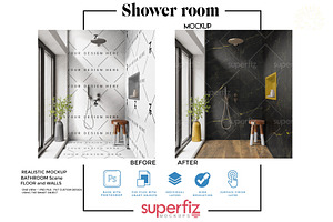 Wall&Floor Mockup Shower Scene SM242