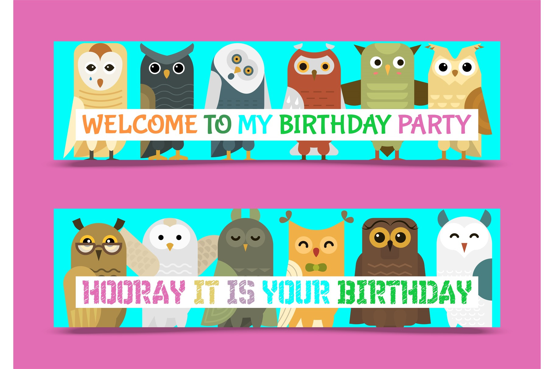 Owl banner and pattern vector, an Animal Illustration by VectorsBang
