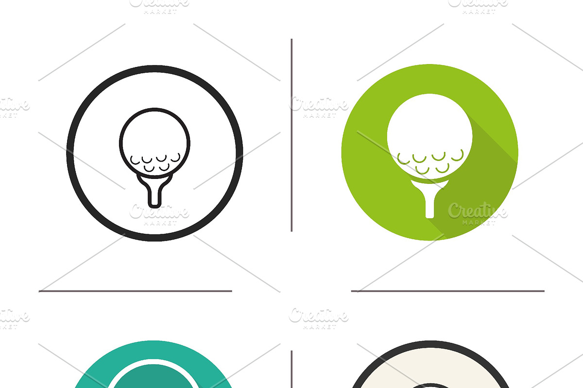Golf ball on tee icons. Vector, an Outline Icon by IMG Visuals