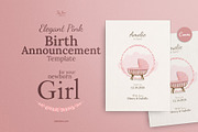 Elegant Pink Birth Announcement, a Card Template by SabaIslam.Studio (Thumbnail 1 of 8)
