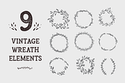9 Vintage Wreath Graphic Design Elem, an Illustration by Wild Ones (Thumbnail 1 of 6)