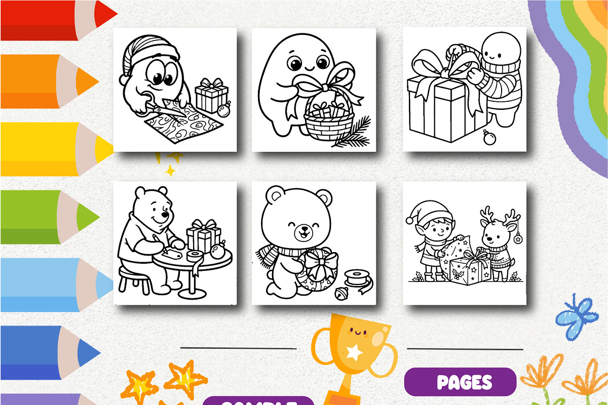 Christmas Gift Wrapping Coloring, a Seasonal Illustration by Design Zone (Photo 4 of 5)