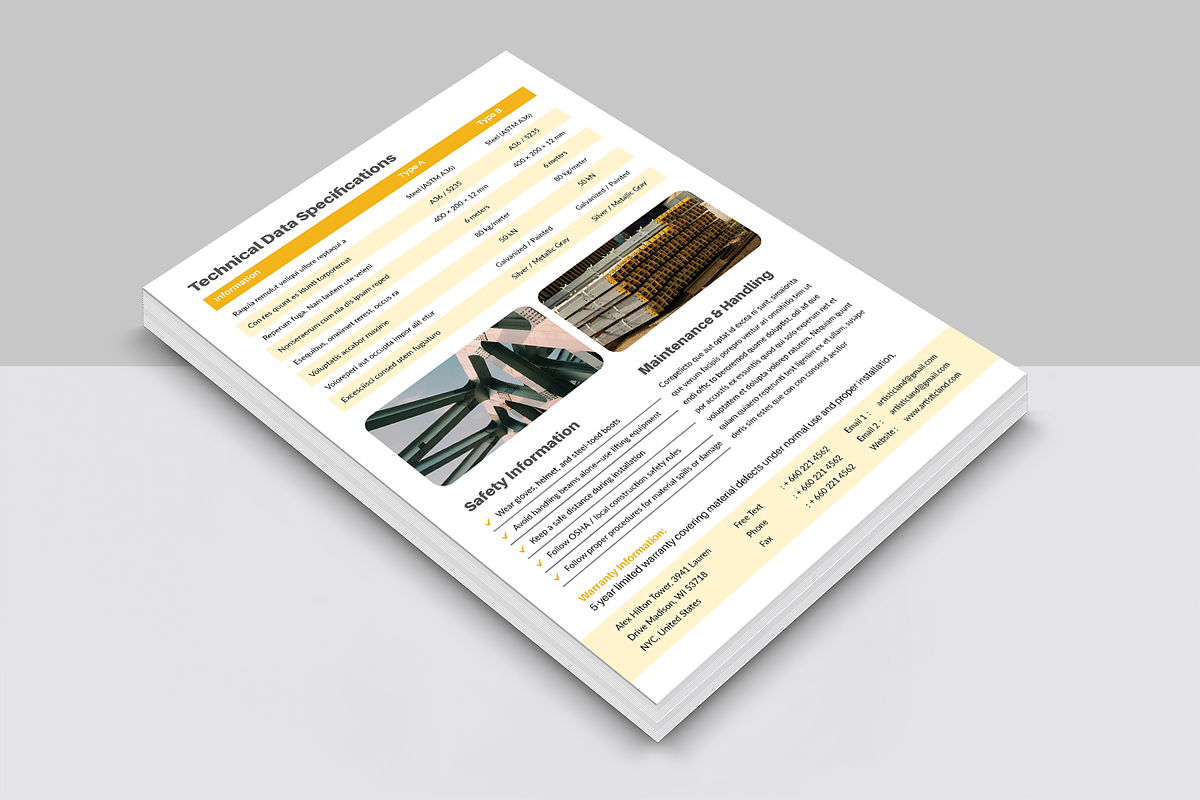 Technical Data Sheet, a Flyer Template by ArtisticLand (Photo 3 of 5)